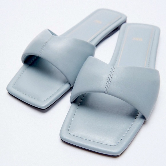 zara padded flat leather sandals